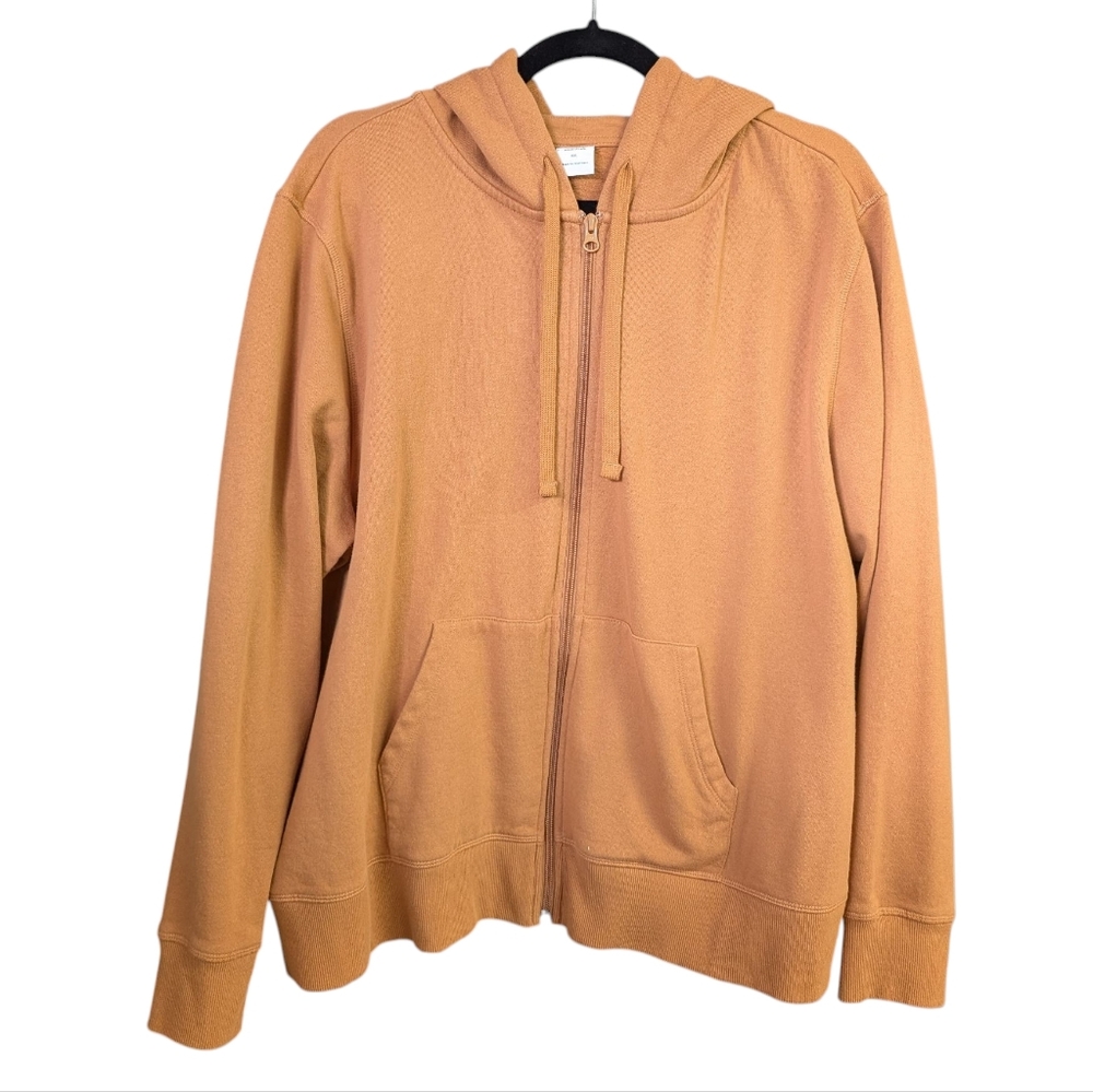 Camel color zip up hooded sweater XXL